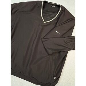 Nike Golf Pullover Jacket Black V Neck Long Sleeve Lightweight Men Medium